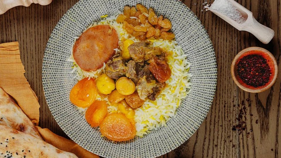 Plov with dried fruit